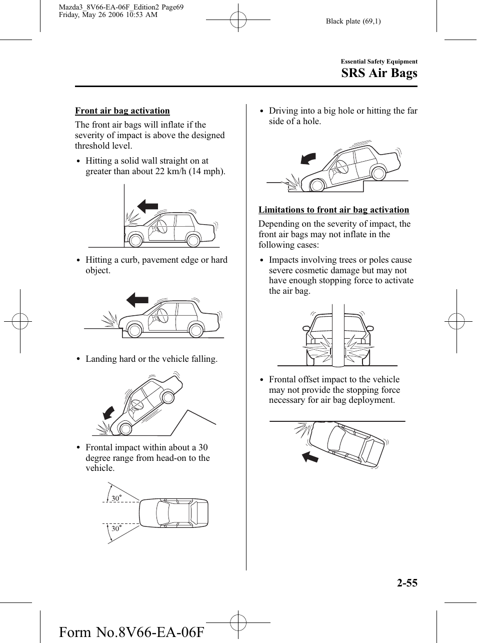 Srs air bags | Mazda 2007 3 4-DOOR User Manual | Page 70 / 459