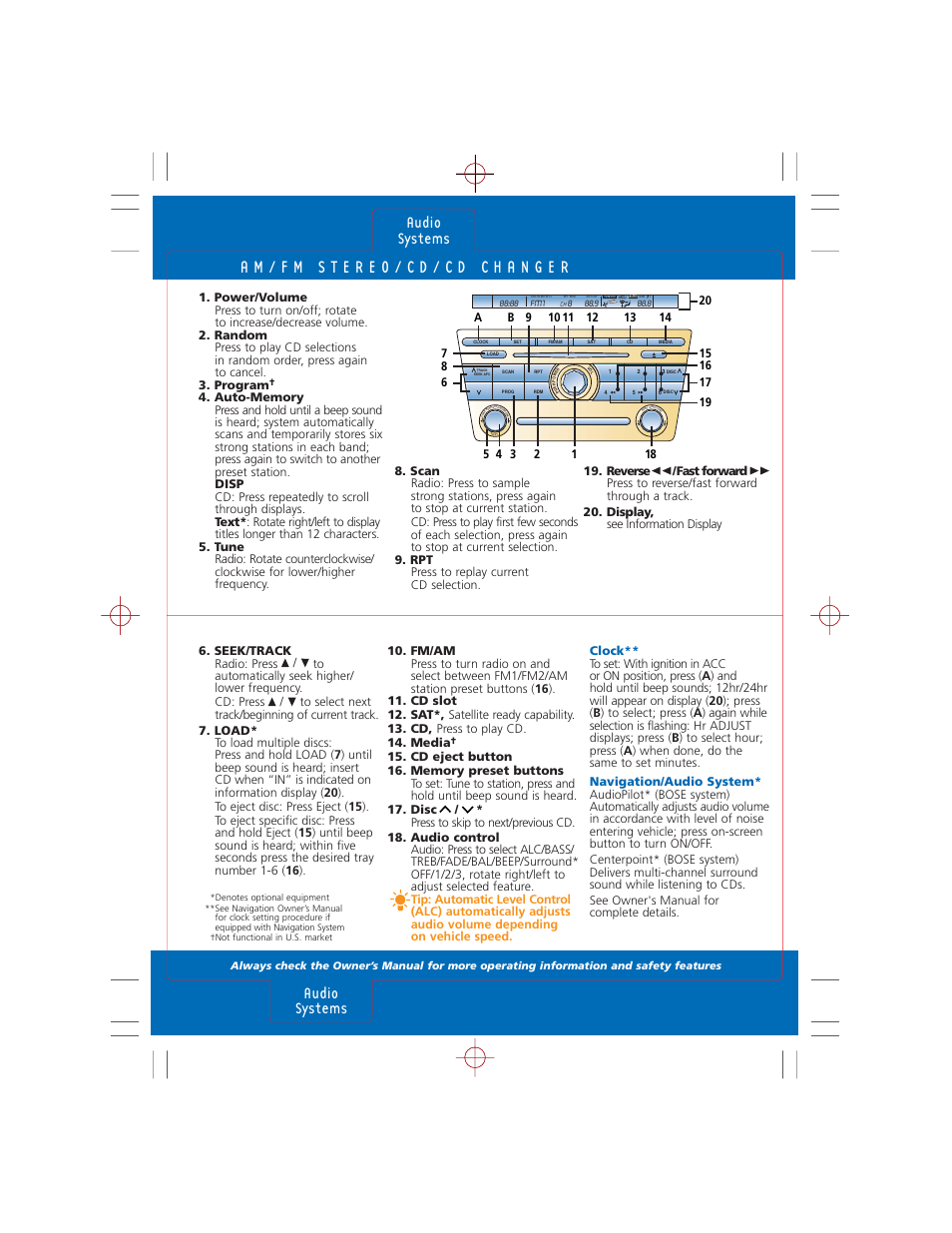 Audio systems audio systems | Mazda CX-7 User Manual | Page 12 / 15