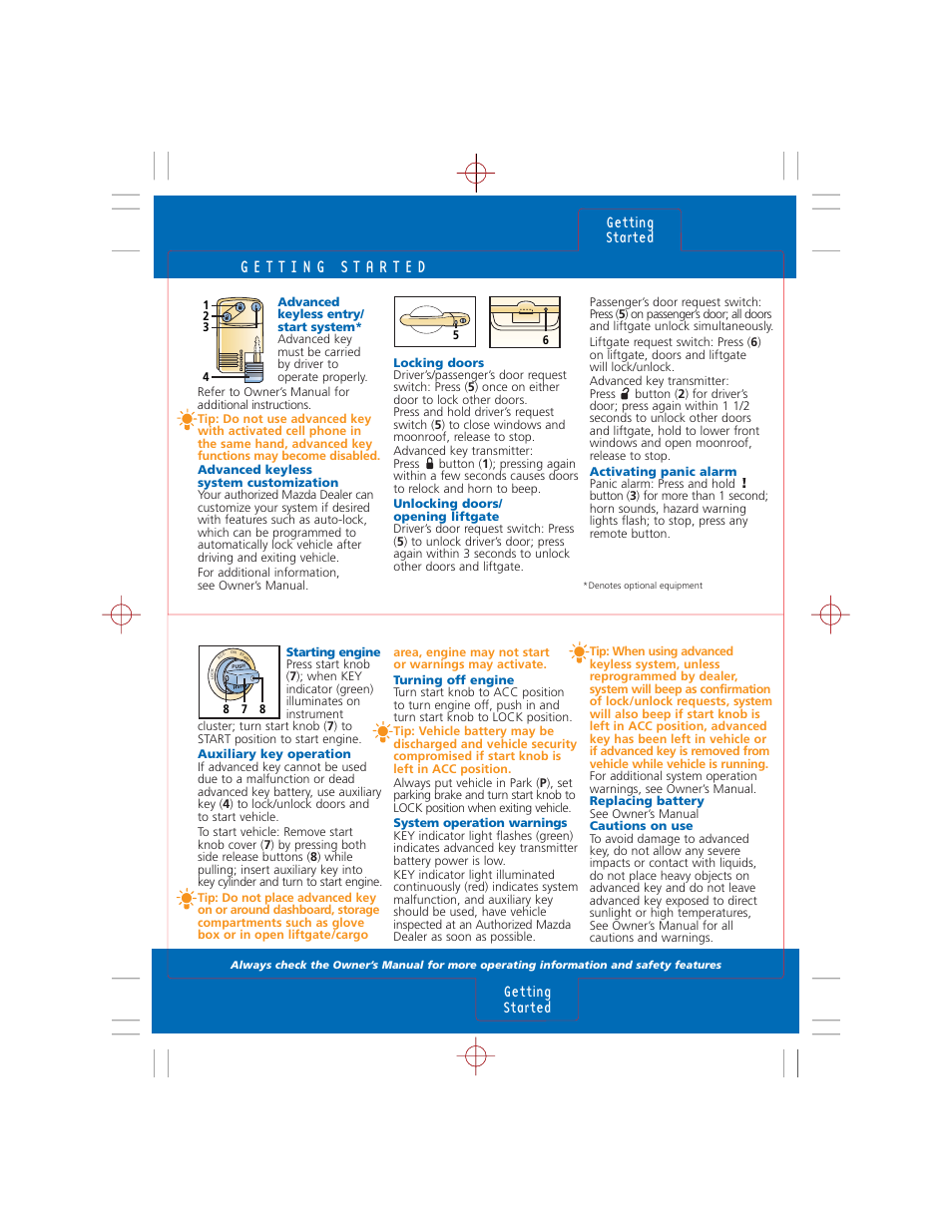 Getting started getting started | Mazda CX-7 User Manual | Page 4 / 15