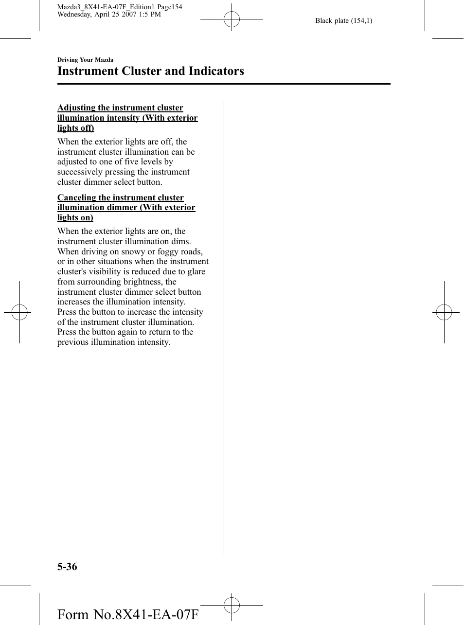 Instrument cluster and indicators | Mazda 2008 SPEED3 User Manual | Page 154 / 394