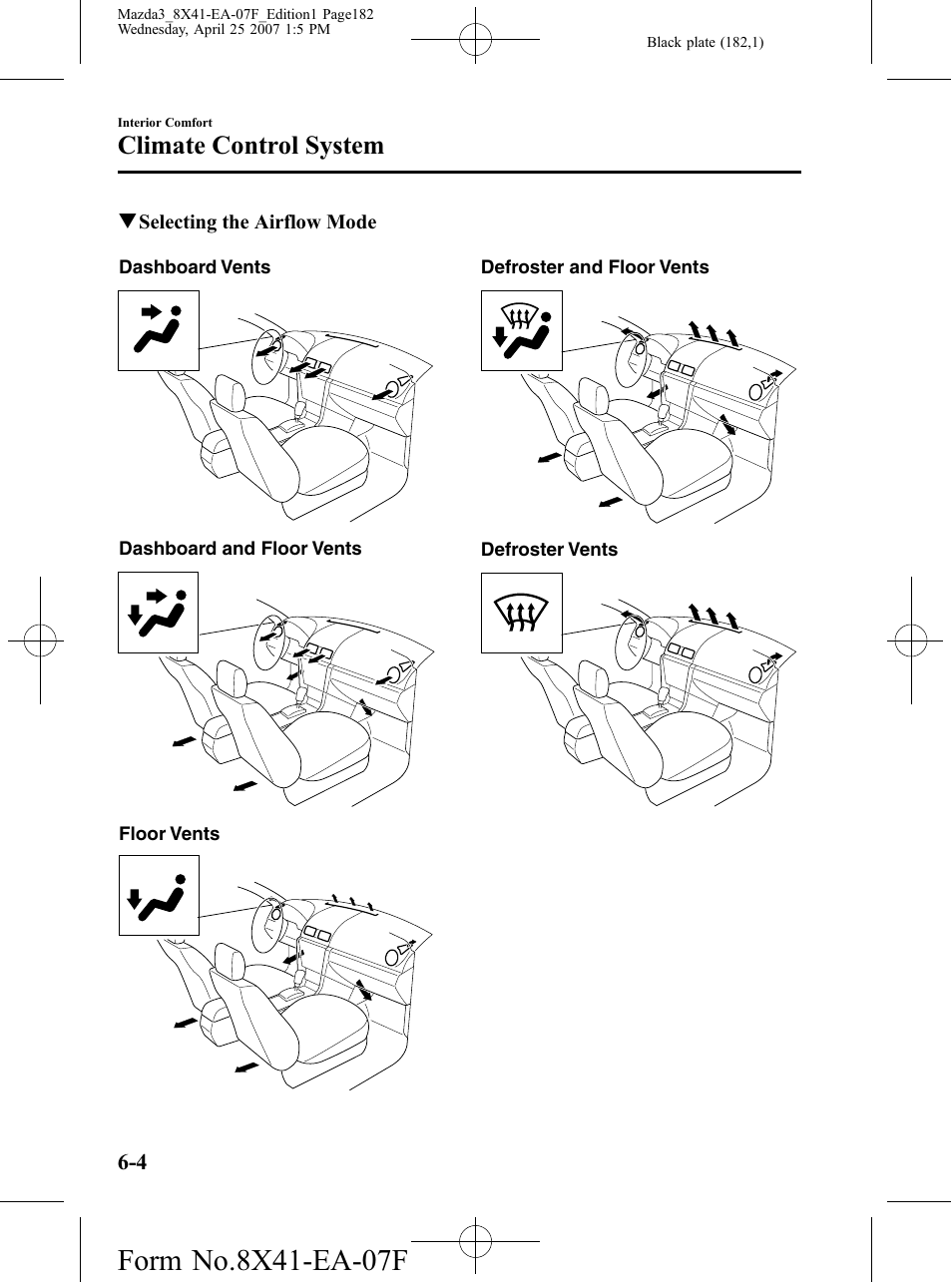 Climate control system | Mazda 2008 SPEED3 User Manual | Page 182 / 394