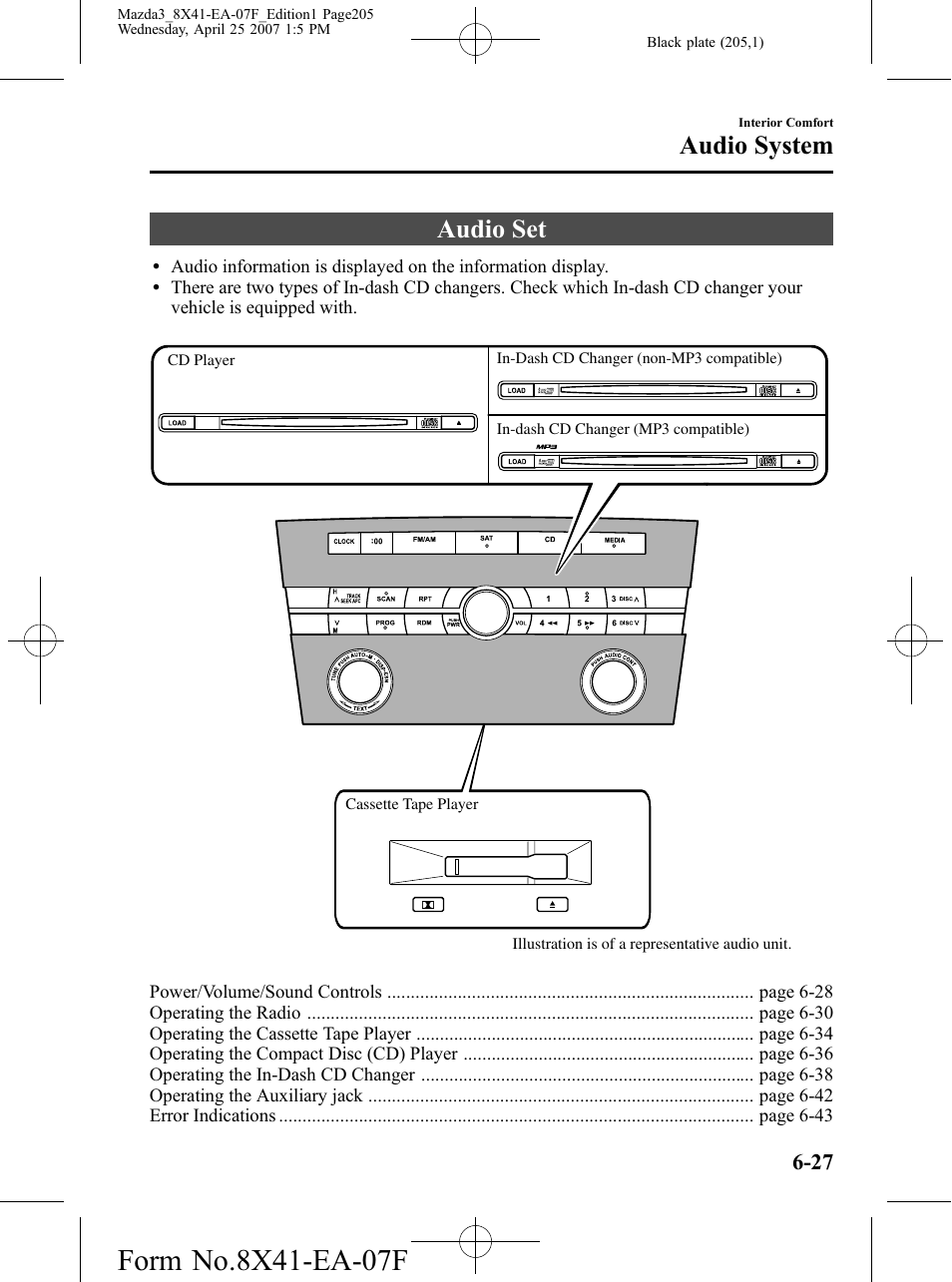 Audio set, Audio set -27, Audio system | Mazda 2008 SPEED3 User Manual | Page 205 / 394