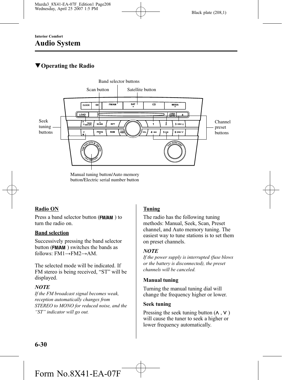 Audio system | Mazda 2008 SPEED3 User Manual | Page 208 / 394