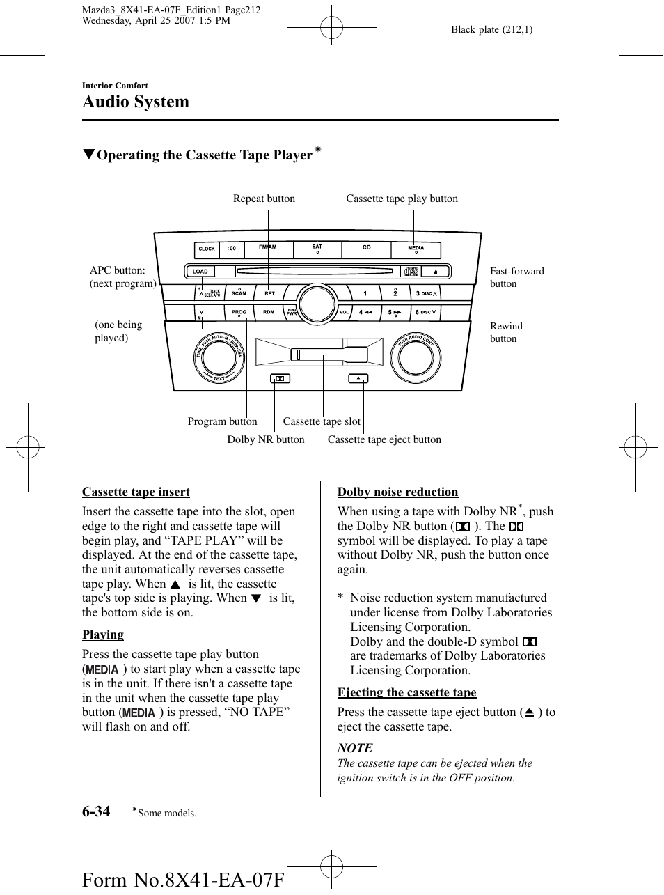 Audio system | Mazda 2008 SPEED3 User Manual | Page 212 / 394