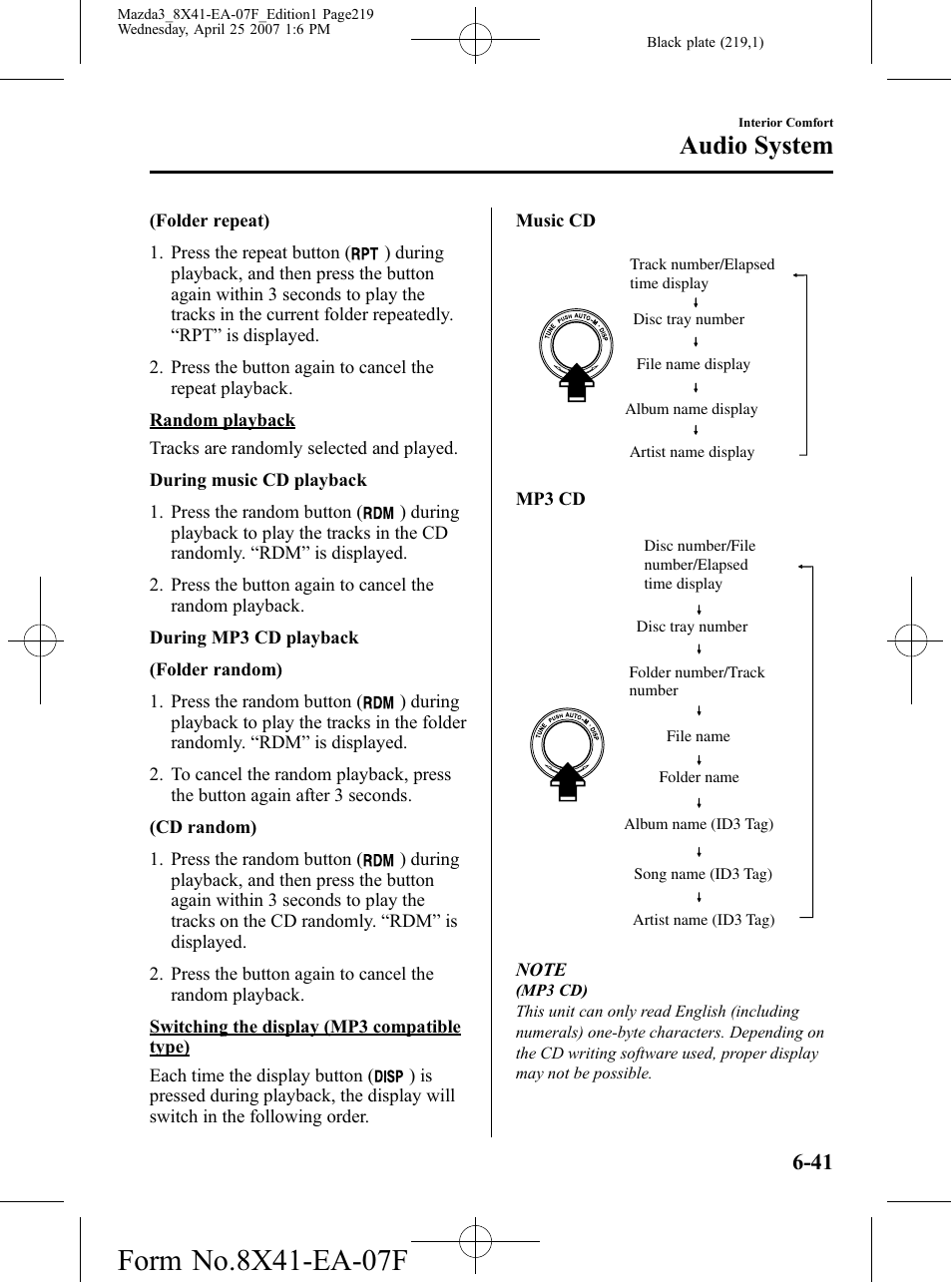 Audio system | Mazda 2008 SPEED3 User Manual | Page 219 / 394