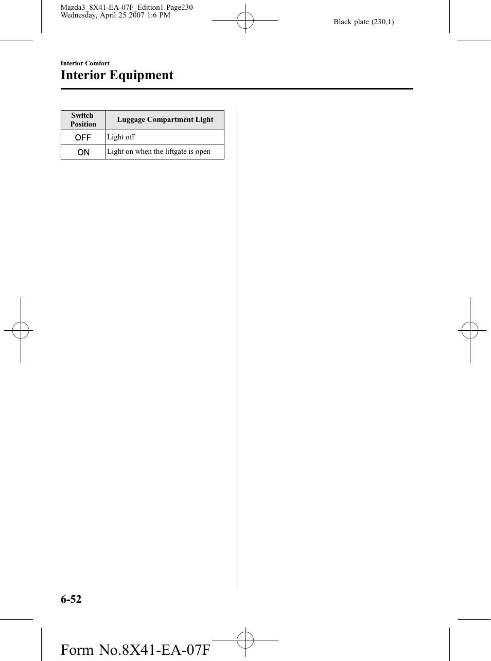 Interior equipment | Mazda 2008 SPEED3 User Manual | Page 230 / 394