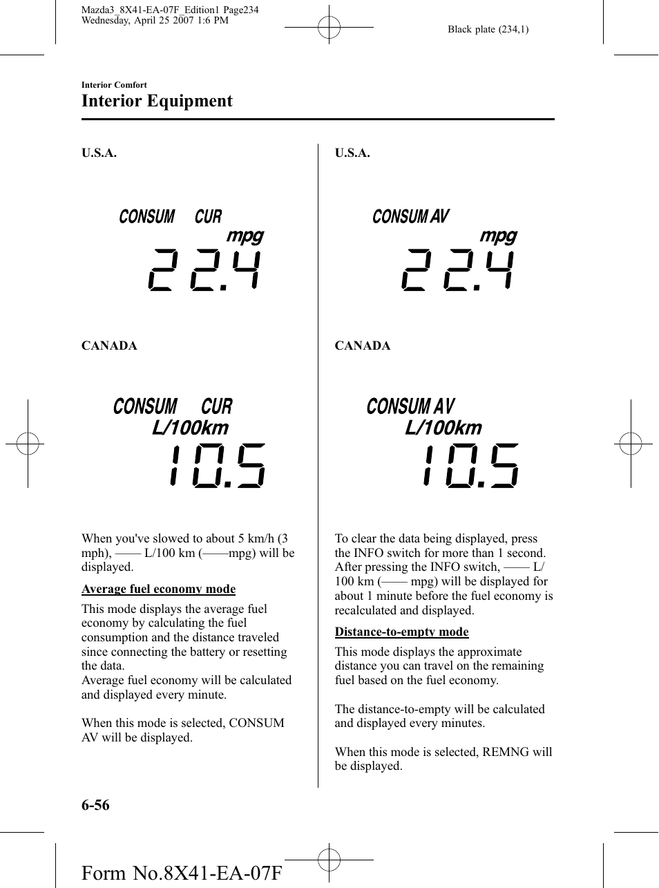 Interior equipment | Mazda 2008 SPEED3 User Manual | Page 234 / 394