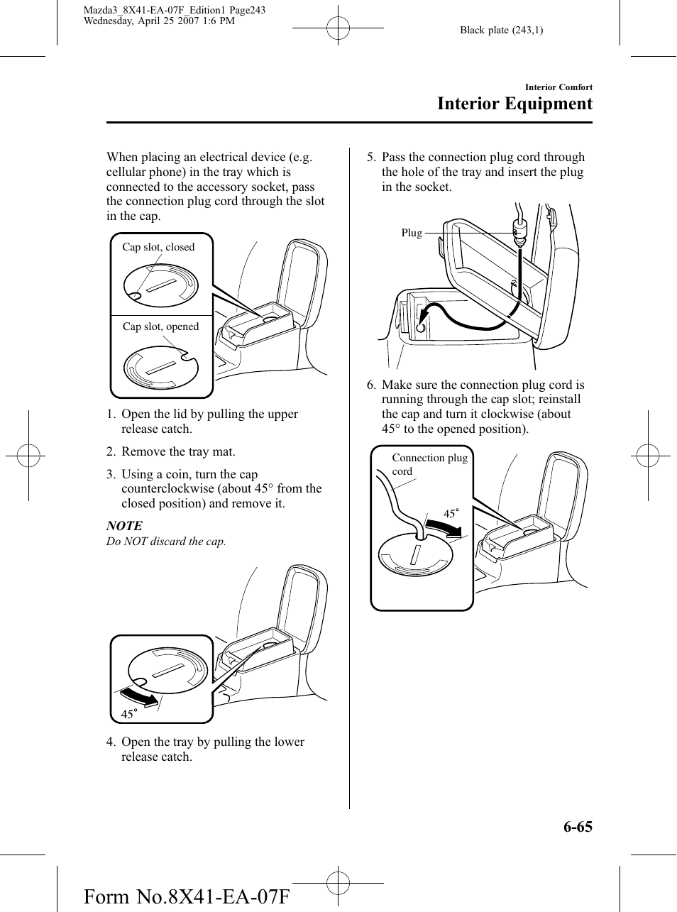 Interior equipment | Mazda 2008 SPEED3 User Manual | Page 243 / 394