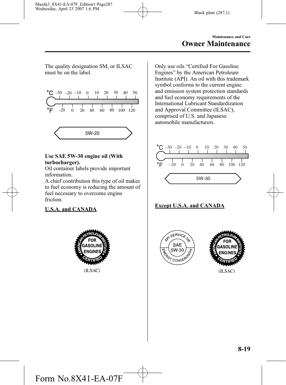 Owner maintenance | Mazda 2008 SPEED3 User Manual | Page 287 / 394