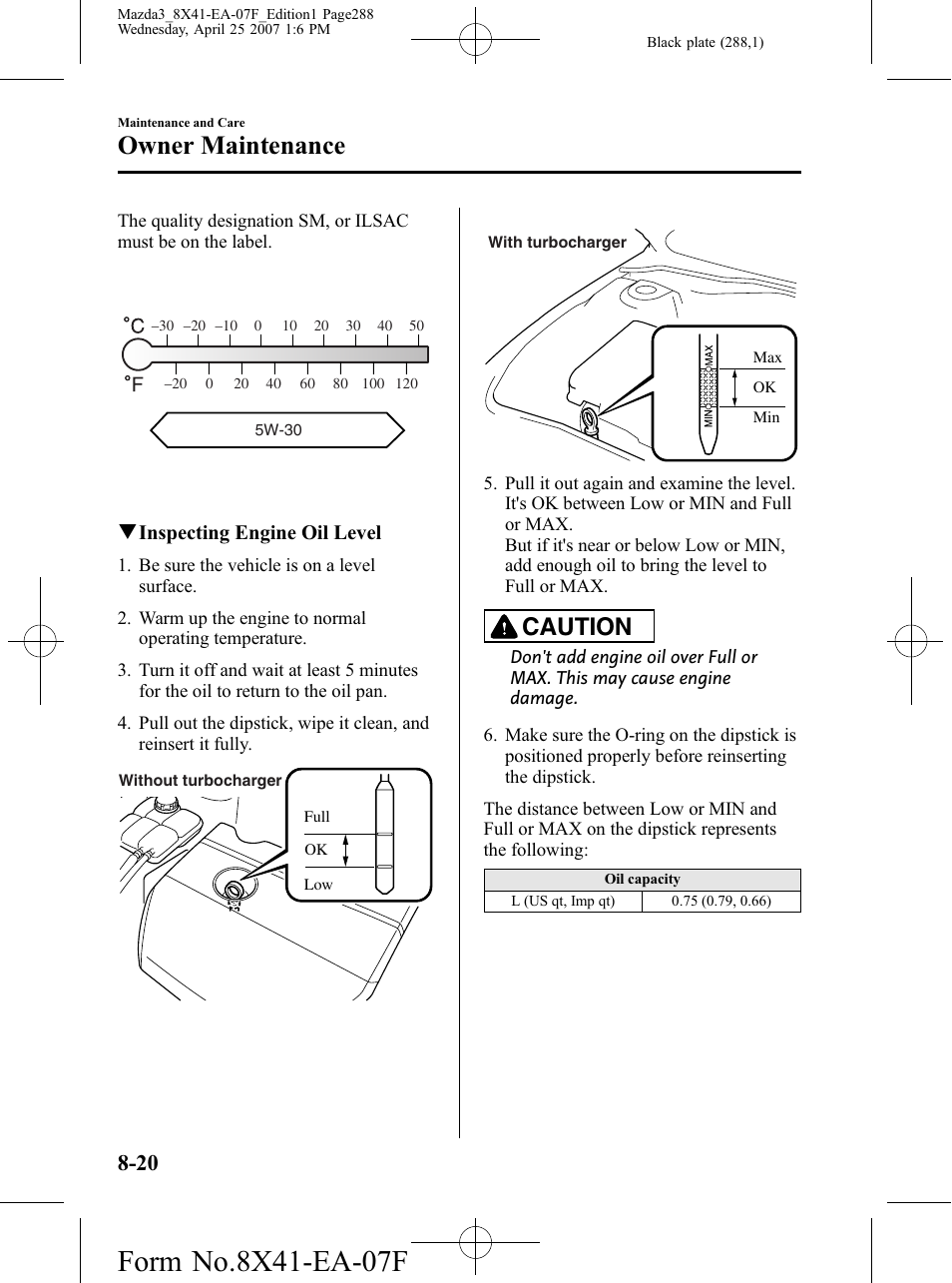 Owner maintenance, Caution | Mazda 2008 SPEED3 User Manual | Page 288 / 394