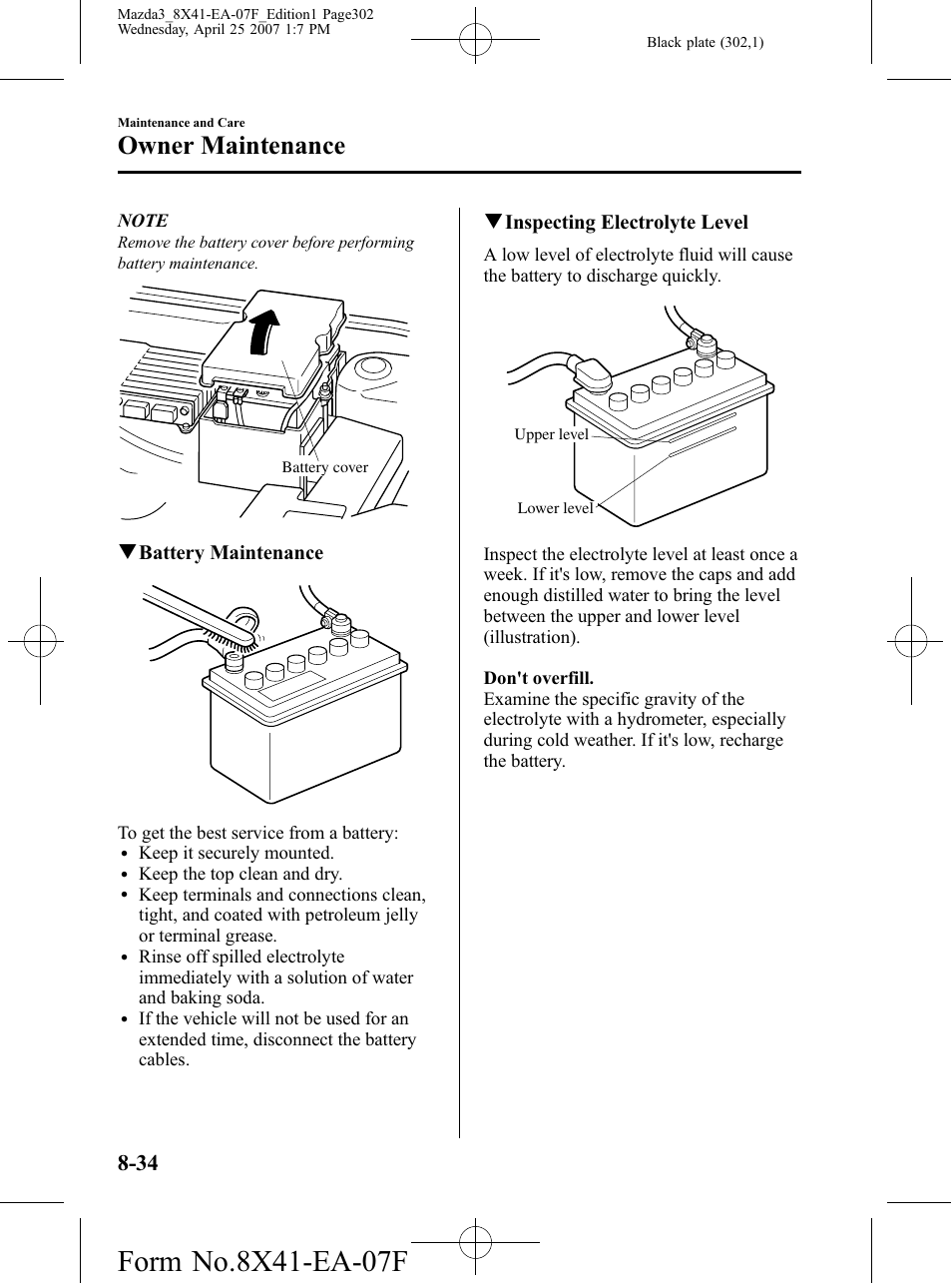 Owner maintenance | Mazda 2008 SPEED3 User Manual | Page 302 / 394