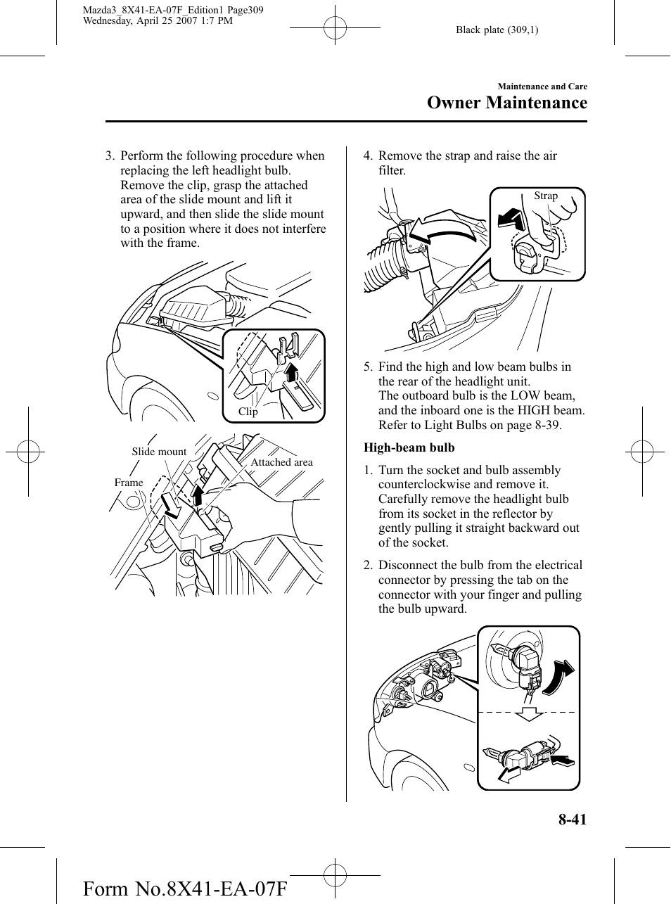 Owner maintenance | Mazda 2008 SPEED3 User Manual | Page 309 / 394