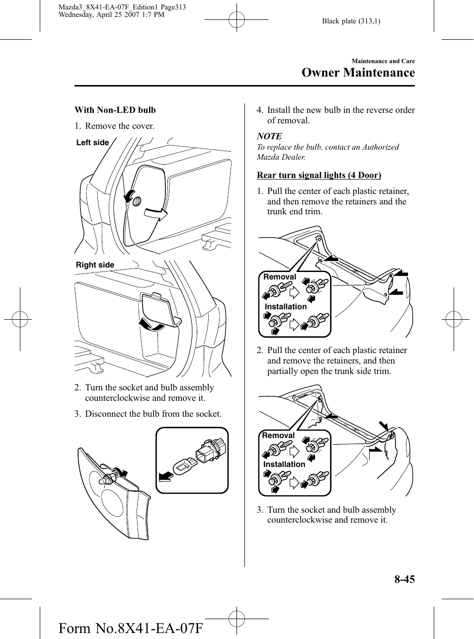 Owner maintenance | Mazda 2008 SPEED3 User Manual | Page 313 / 394