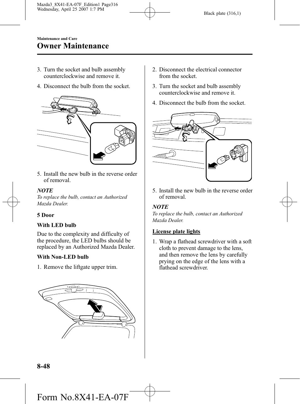 Owner maintenance | Mazda 2008 SPEED3 User Manual | Page 316 / 394