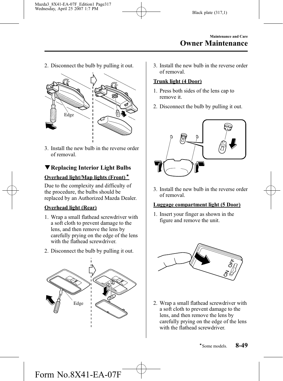 Owner maintenance | Mazda 2008 SPEED3 User Manual | Page 317 / 394
