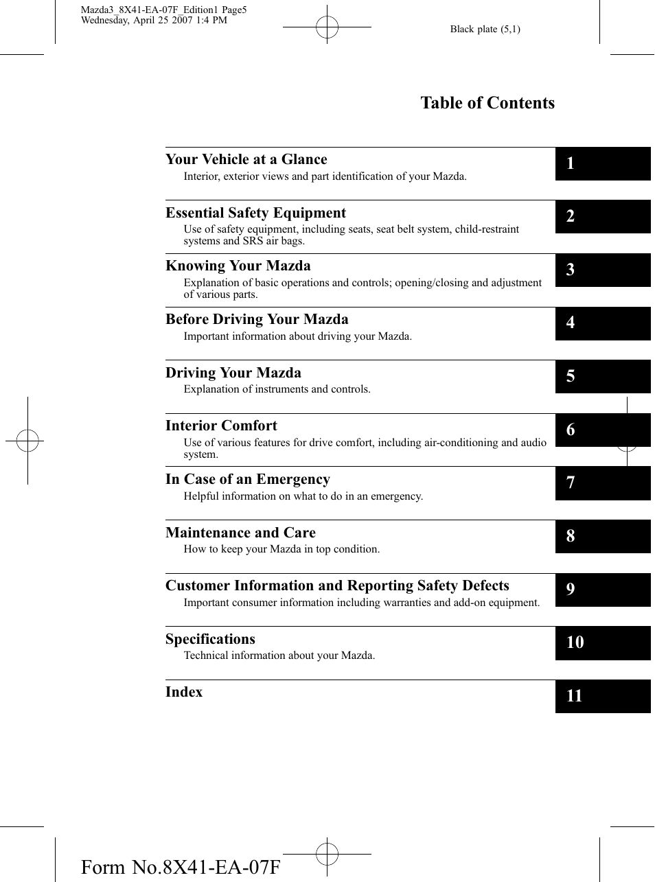 Mazda 2008 SPEED3 User Manual | Page 5 / 394