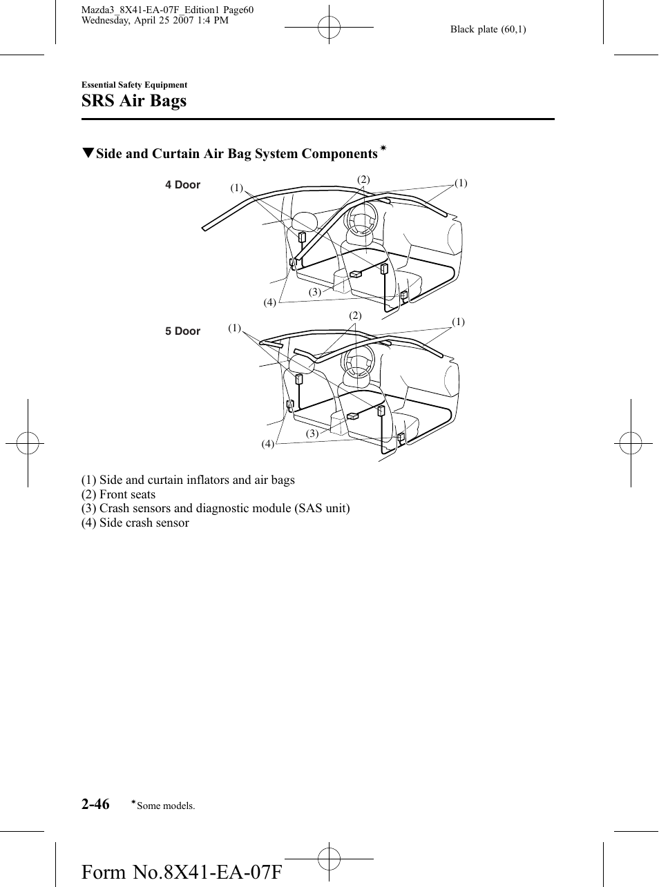 Srs air bags | Mazda 2008 SPEED3 User Manual | Page 60 / 394