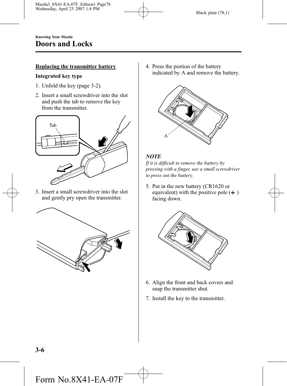 Doors and locks | Mazda 2008 SPEED3 User Manual | Page 78 / 394