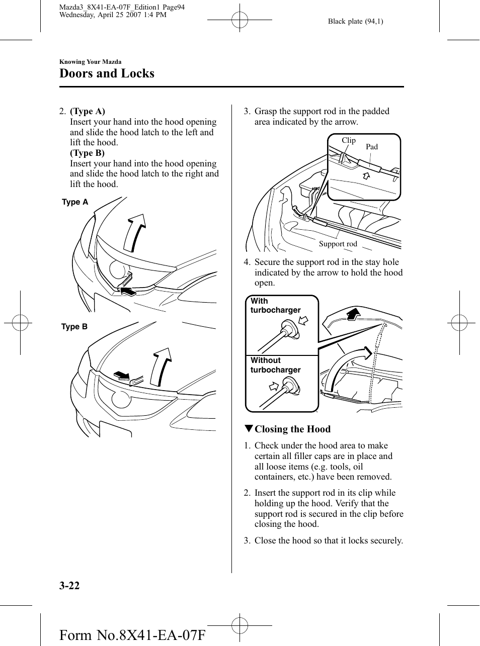 Doors and locks | Mazda 2008 SPEED3 User Manual | Page 94 / 394