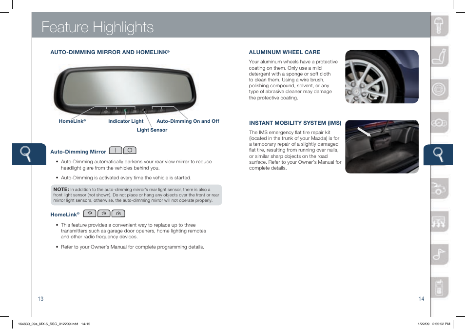 Feature highlights | Mazda 2009 MX-5 Miata User Manual | Page 8 / 16
