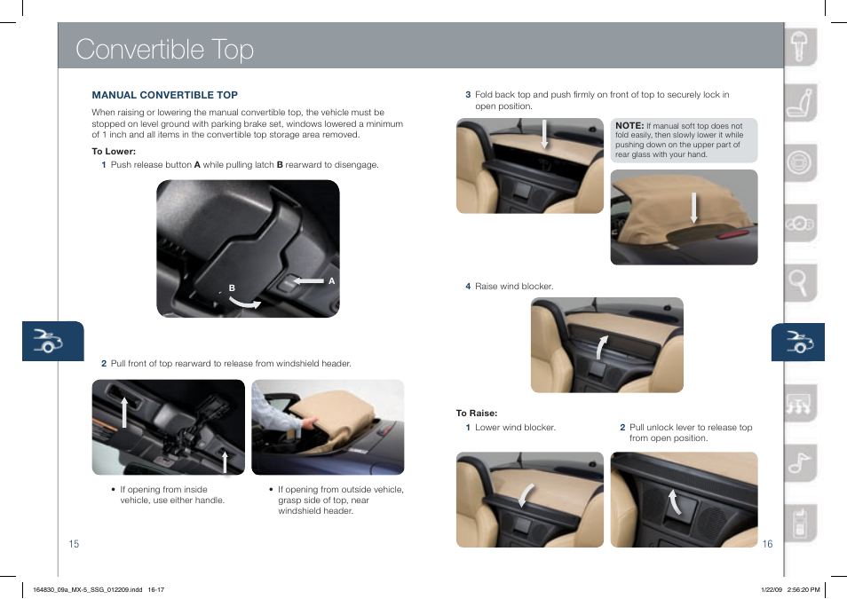 Convertible top | Mazda 2009 MX-5 Miata User Manual | Page 9 / 16