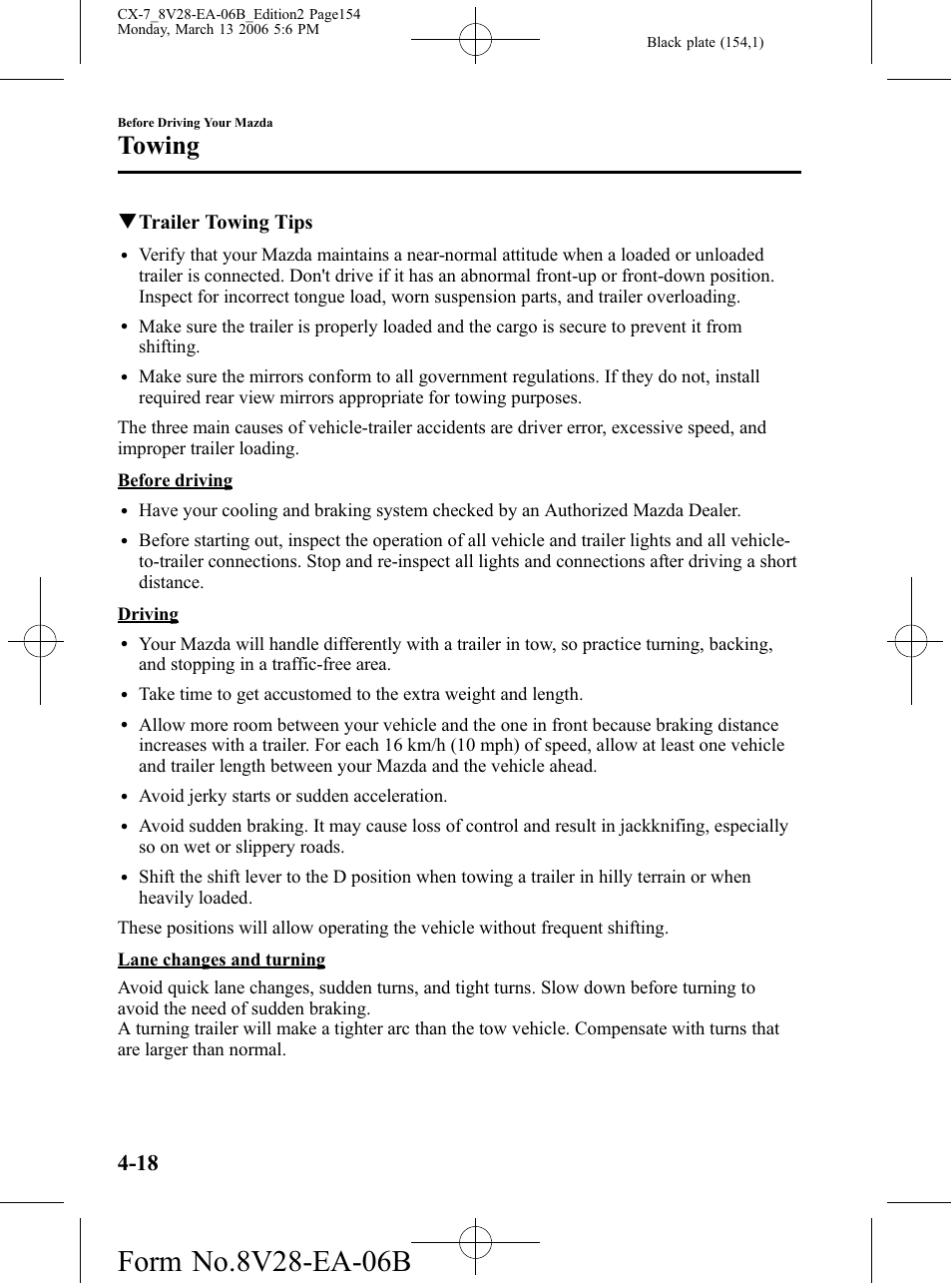 Towing, Qtrailer towing tips | Mazda 2007 CX-7 User Manual | Page 154 / 406