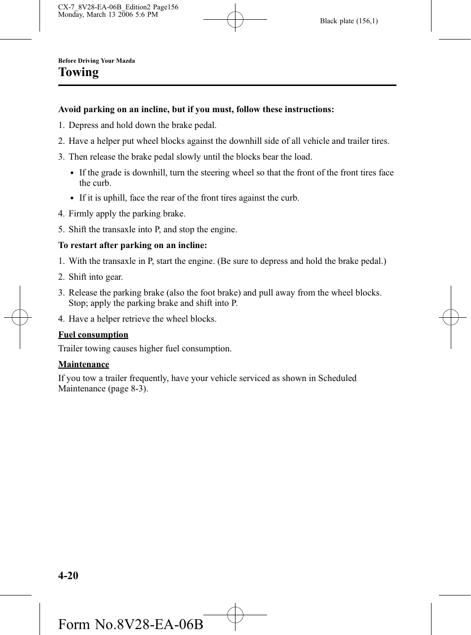 Towing | Mazda 2007 CX-7 User Manual | Page 156 / 406