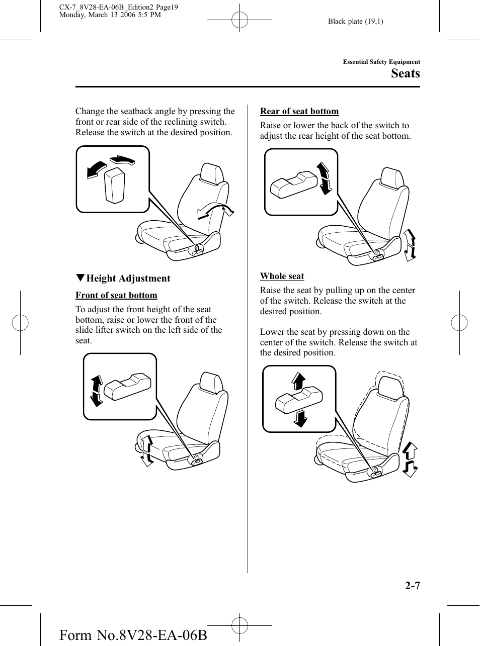 Seats | Mazda 2007 CX-7 User Manual | Page 19 / 406