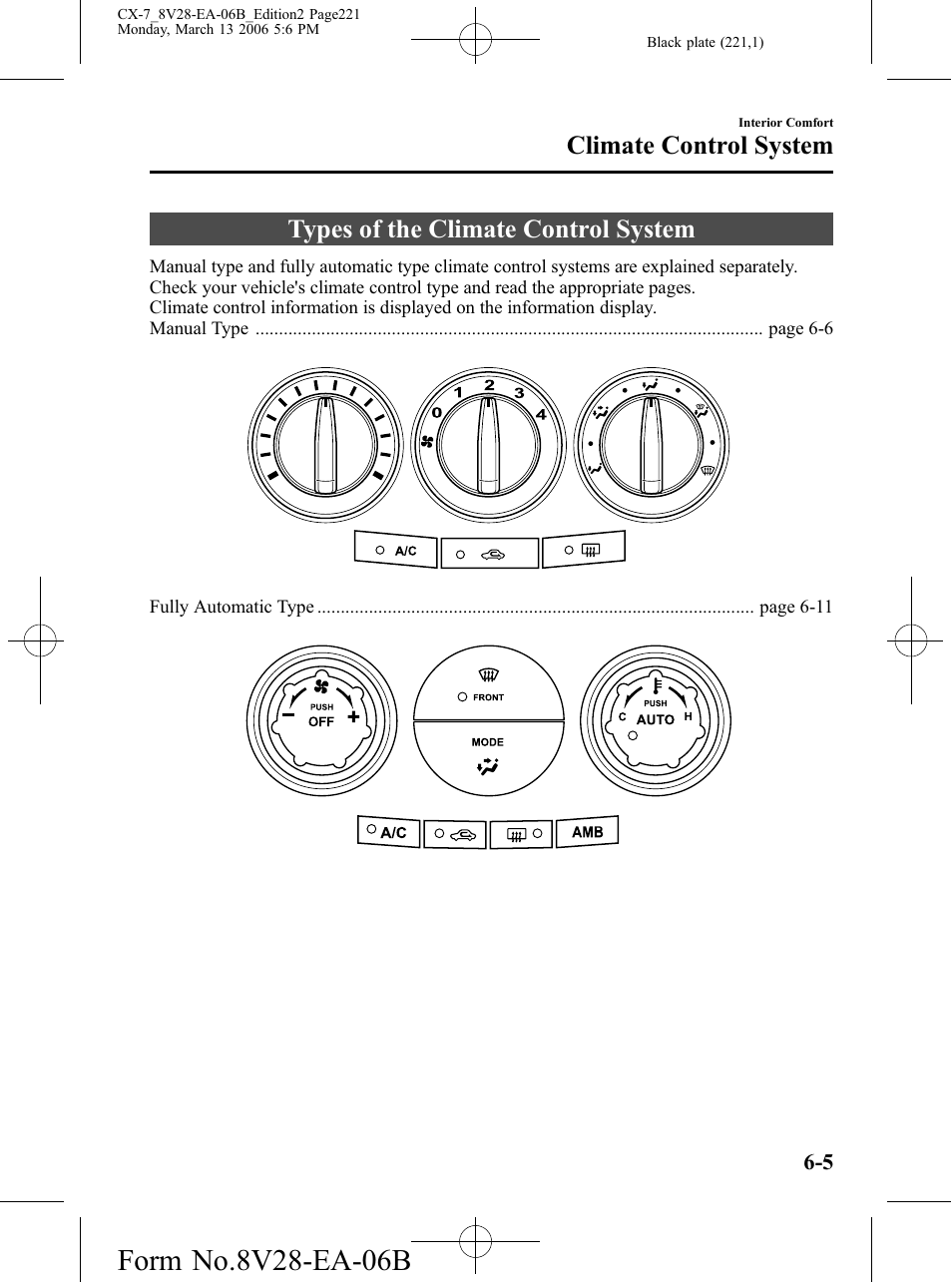 Types of the climate control system, Types of the climate control system -5, Climate control system | Mazda 2007 CX-7 User Manual | Page 221 / 406