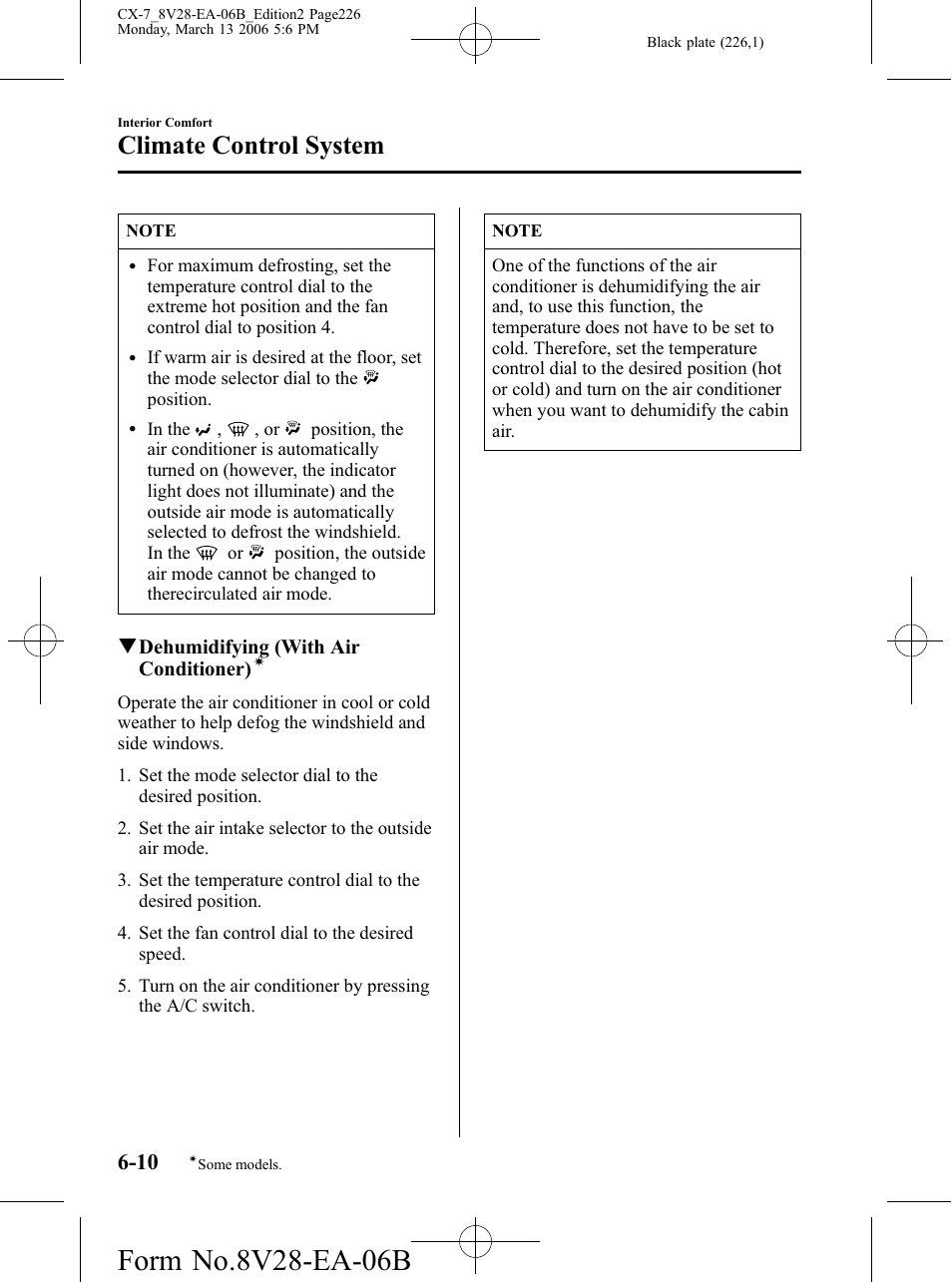 Climate control system | Mazda 2007 CX-7 User Manual | Page 226 / 406