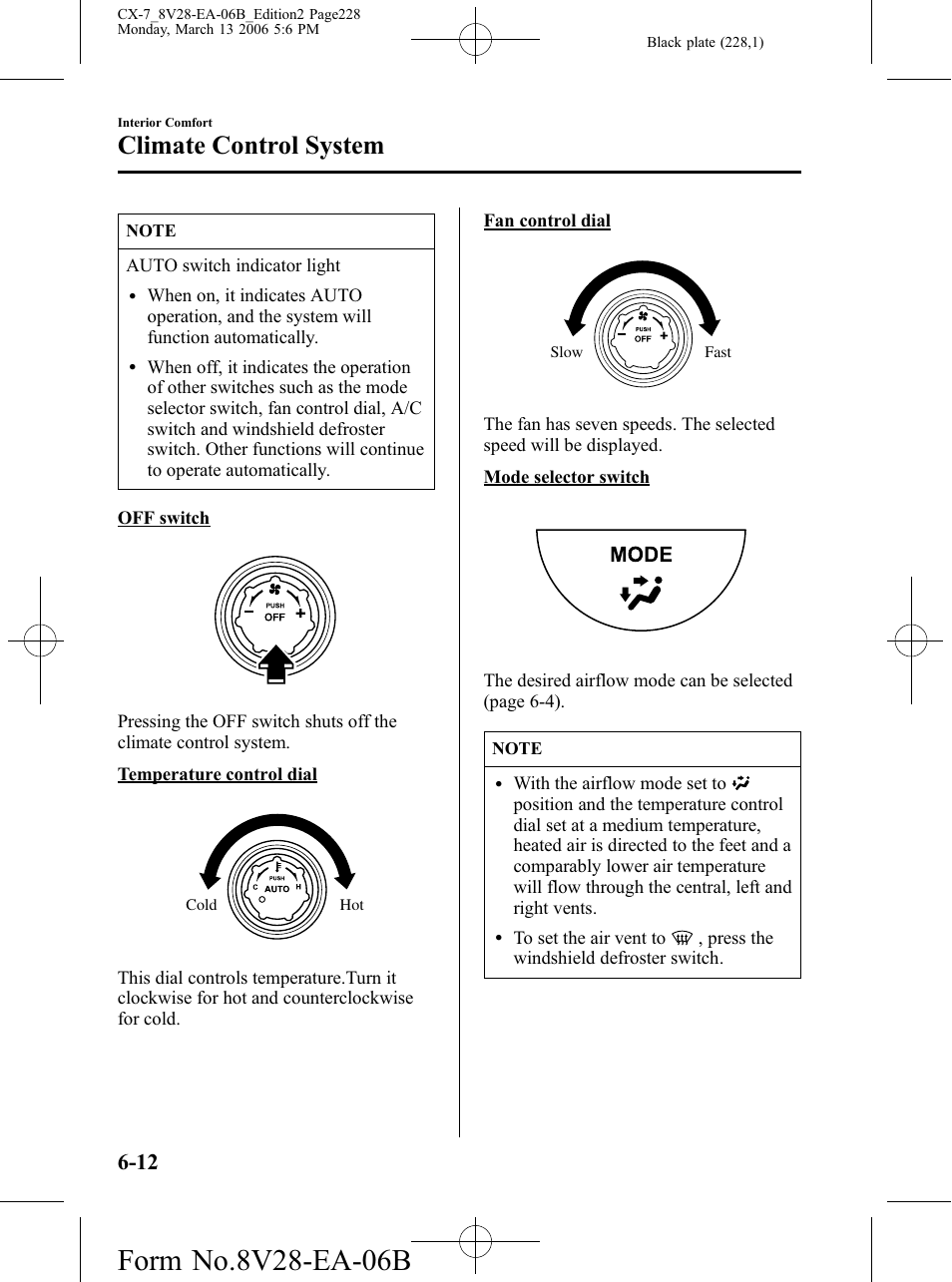 Climate control system | Mazda 2007 CX-7 User Manual | Page 228 / 406