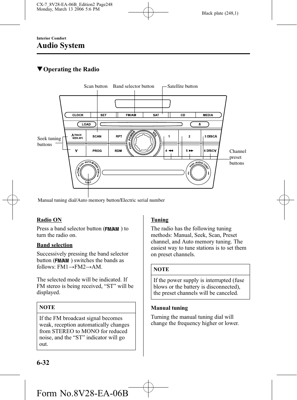 Audio system | Mazda 2007 CX-7 User Manual | Page 248 / 406