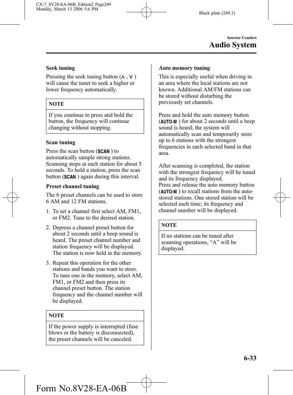 Audio system | Mazda 2007 CX-7 User Manual | Page 249 / 406