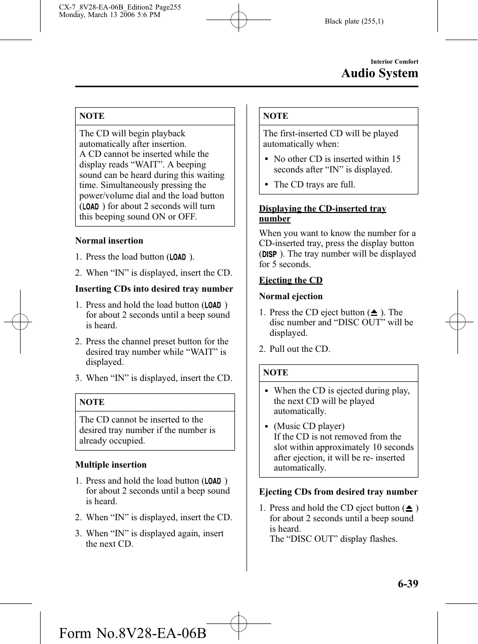 Audio system | Mazda 2007 CX-7 User Manual | Page 255 / 406
