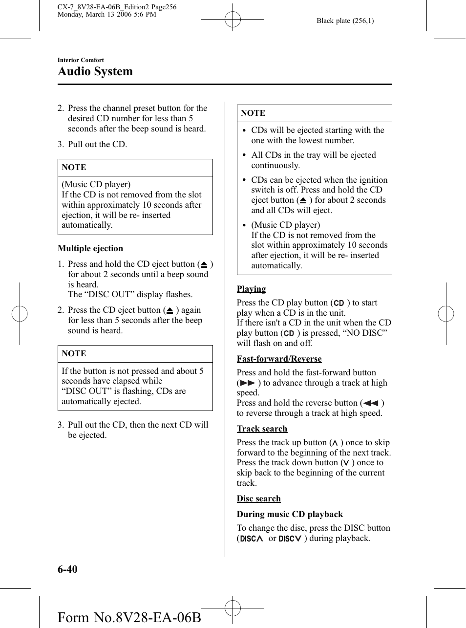 Audio system | Mazda 2007 CX-7 User Manual | Page 256 / 406