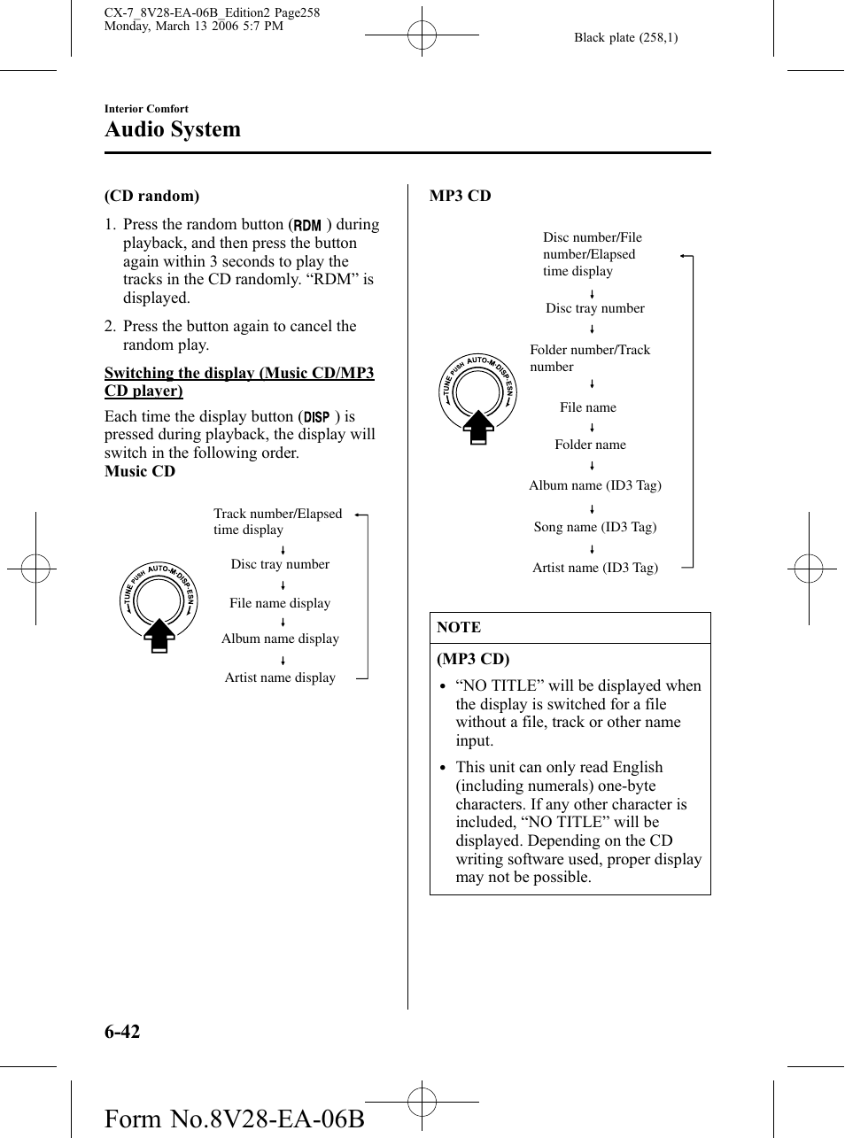 Audio system | Mazda 2007 CX-7 User Manual | Page 258 / 406