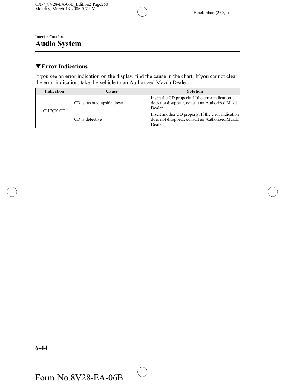 Audio system | Mazda 2007 CX-7 User Manual | Page 260 / 406