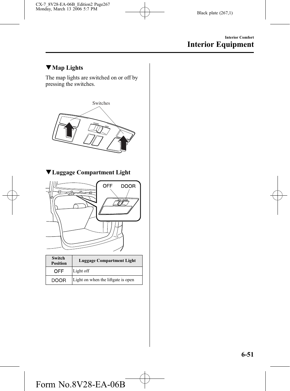 Interior equipment | Mazda 2007 CX-7 User Manual | Page 267 / 406