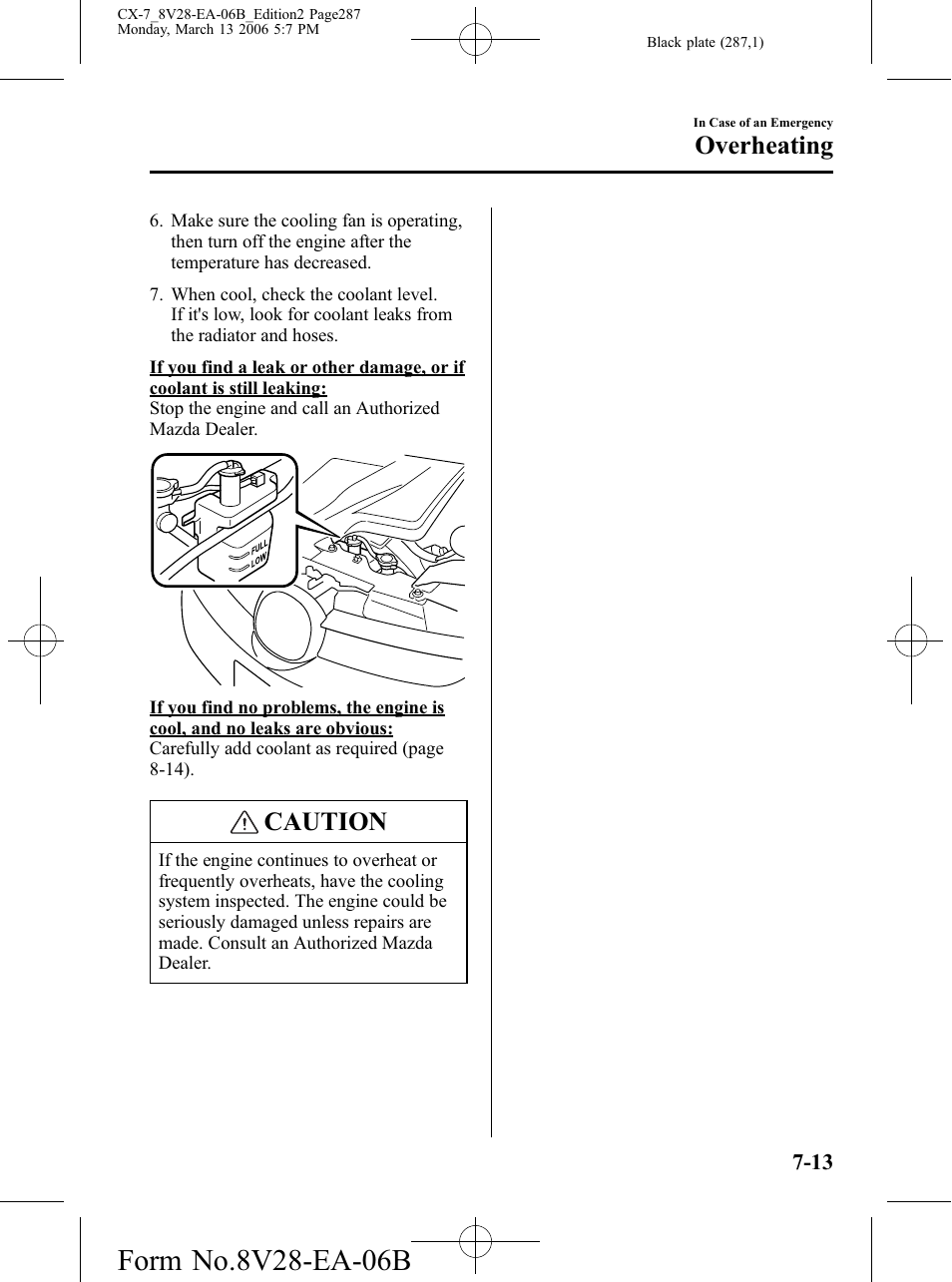 Caution, Overheating | Mazda 2007 CX-7 User Manual | Page 287 / 406