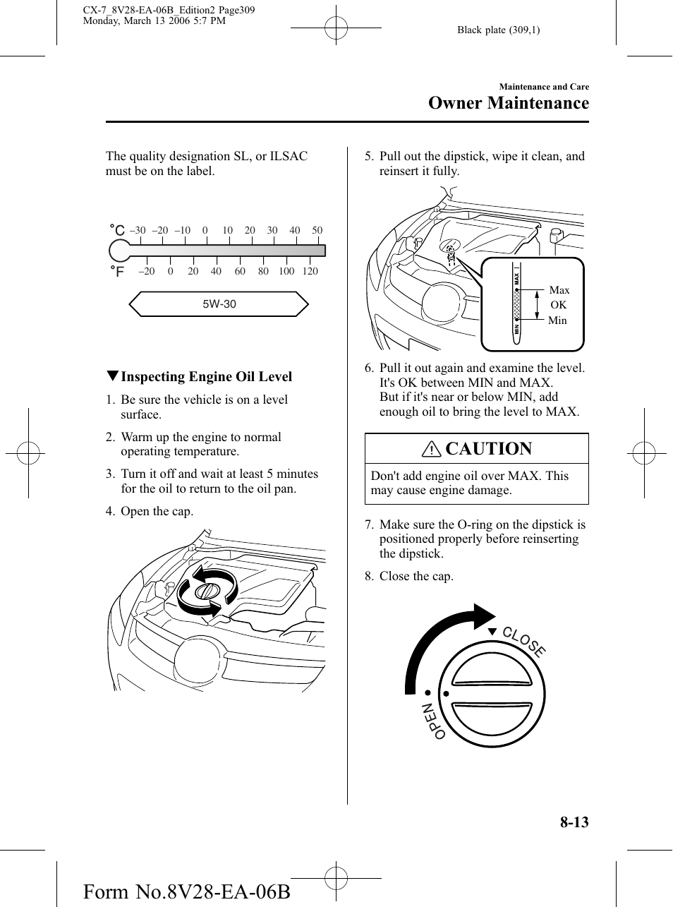 Caution, Owner maintenance | Mazda 2007 CX-7 User Manual | Page 309 / 406