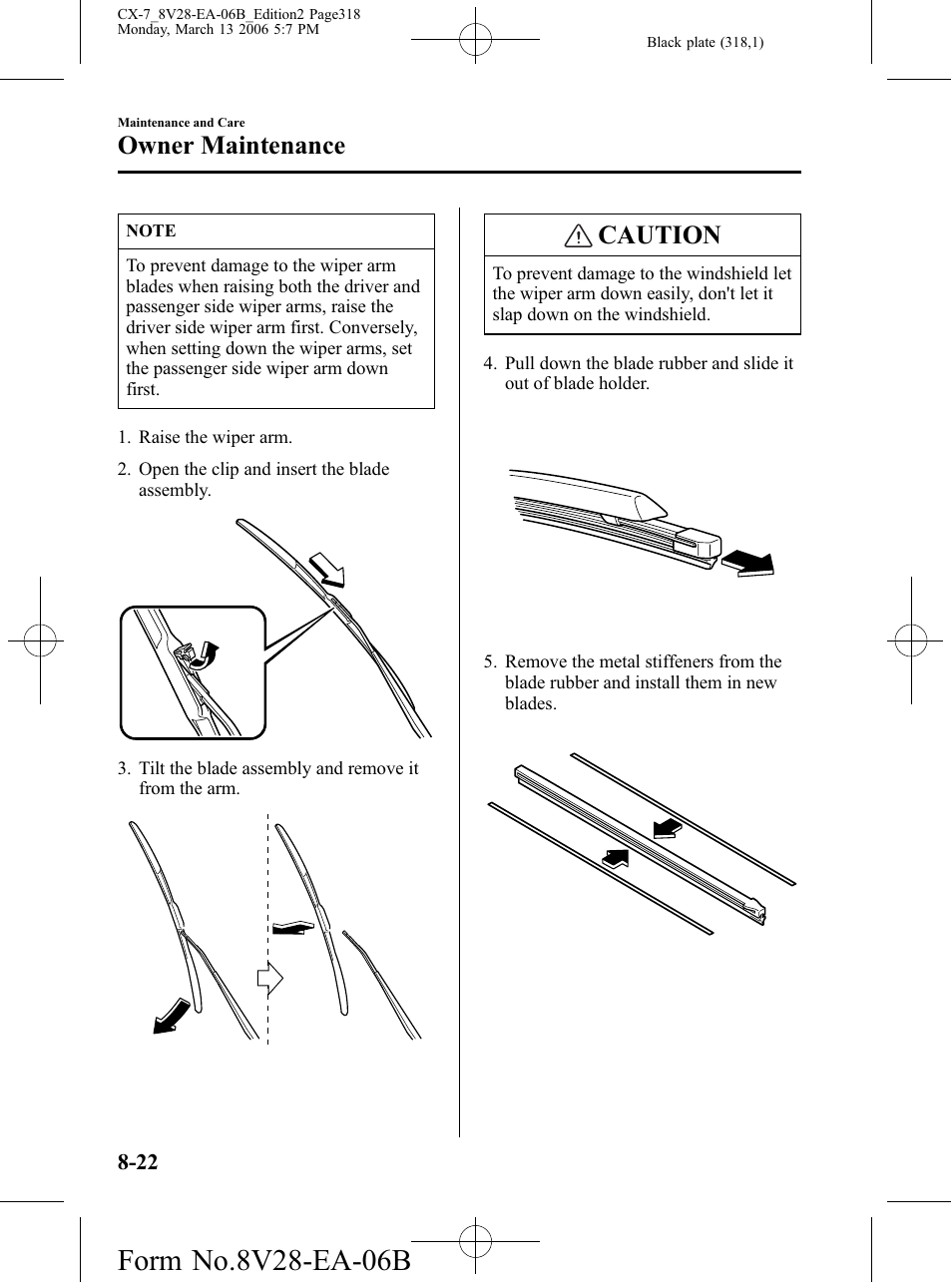 Caution, Owner maintenance | Mazda 2007 CX-7 User Manual | Page 318 / 406