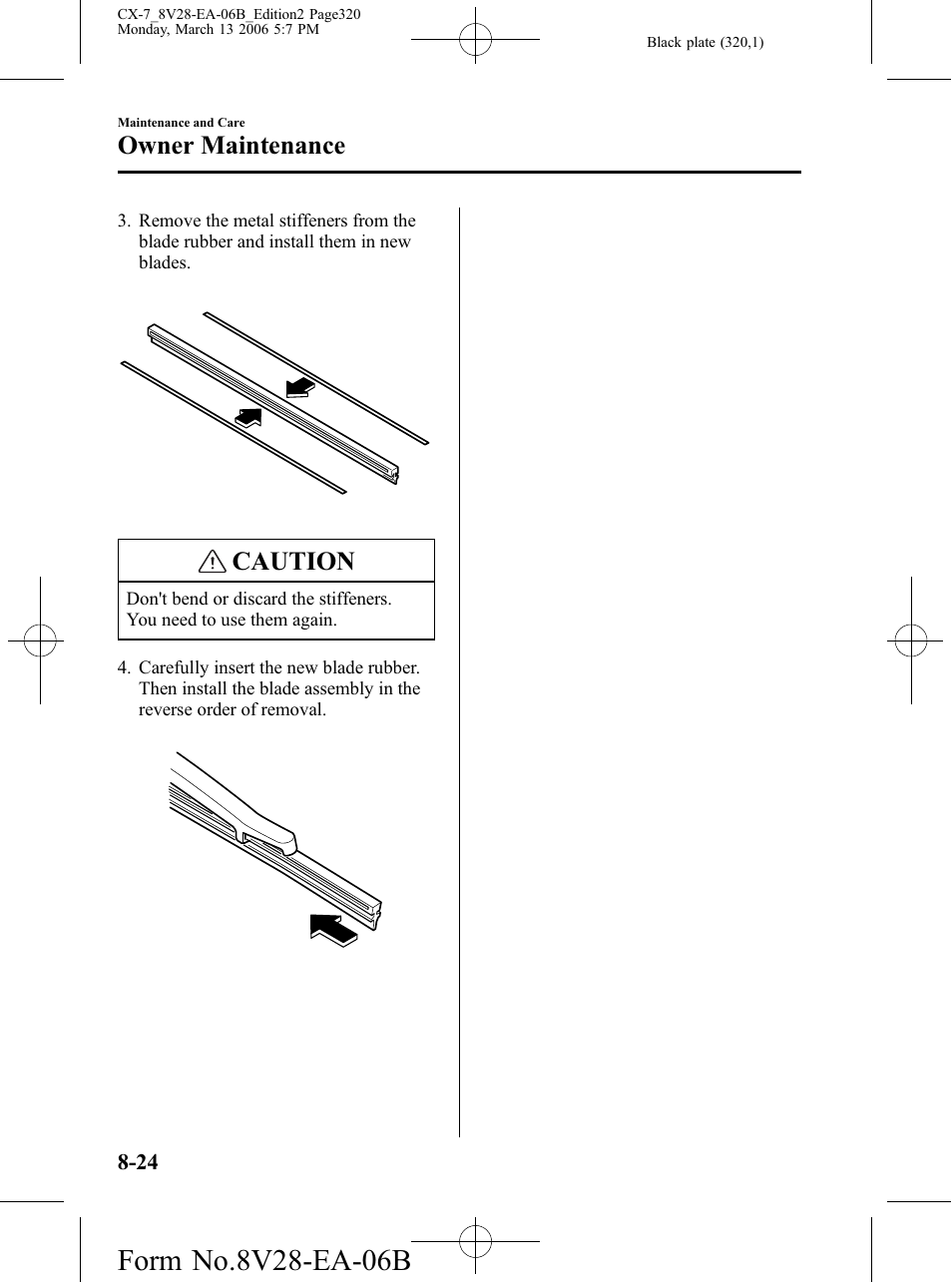 Caution, Owner maintenance | Mazda 2007 CX-7 User Manual | Page 320 / 406