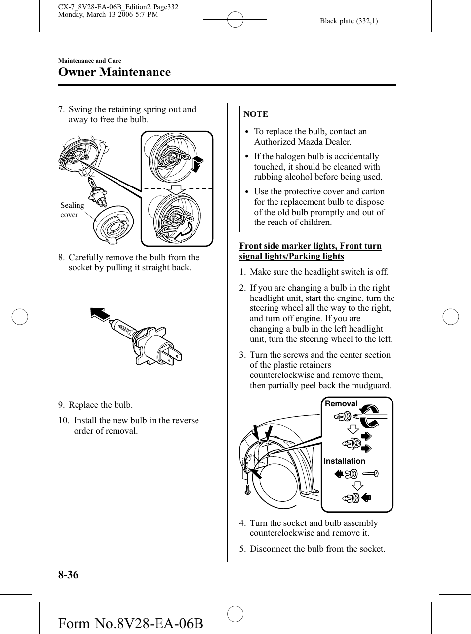 Owner maintenance | Mazda 2007 CX-7 User Manual | Page 332 / 406