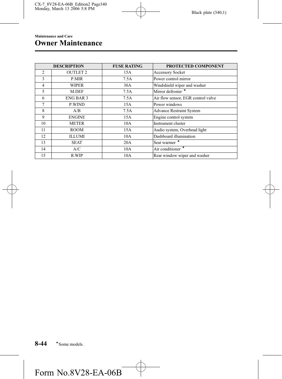 Owner maintenance | Mazda 2007 CX-7 User Manual | Page 340 / 406