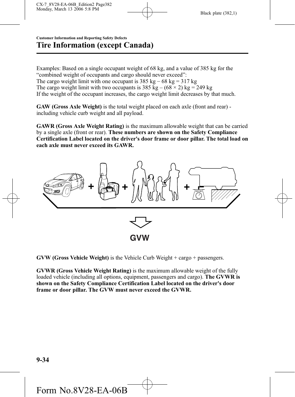 Tire information (except canada) | Mazda 2007 CX-7 User Manual | Page 382 / 406
