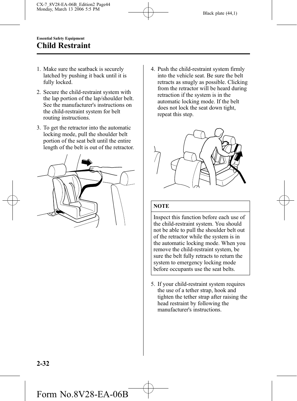 Child restraint | Mazda 2007 CX-7 User Manual | Page 44 / 406