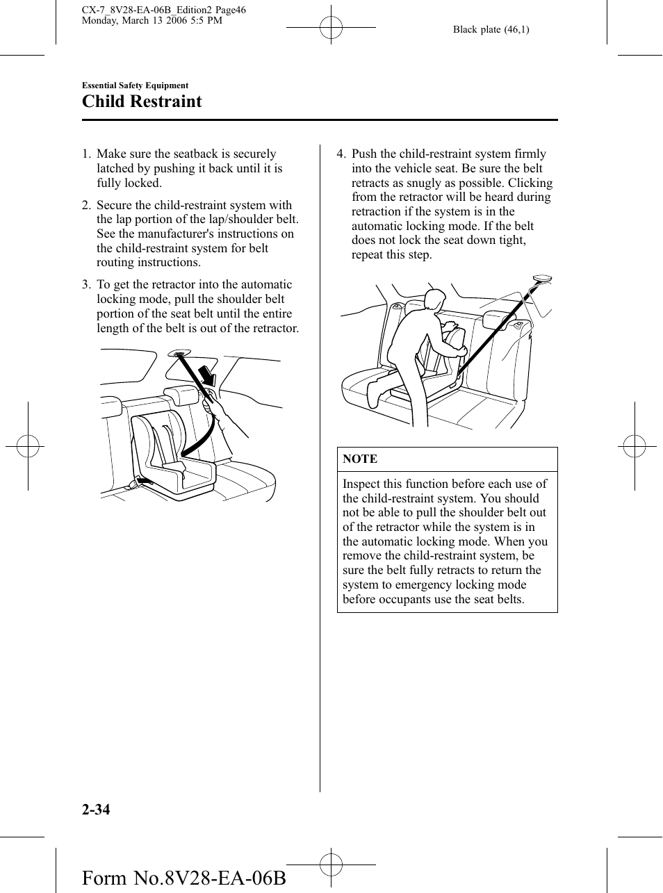 Child restraint | Mazda 2007 CX-7 User Manual | Page 46 / 406