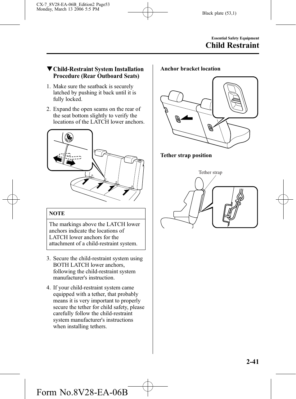 Child restraint | Mazda 2007 CX-7 User Manual | Page 53 / 406