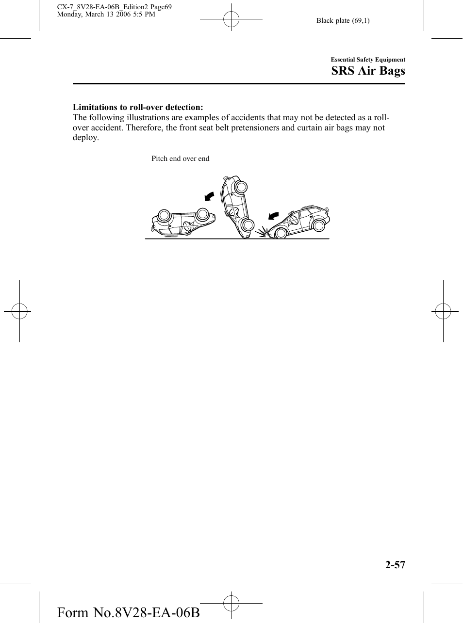 Srs air bags | Mazda 2007 CX-7 User Manual | Page 69 / 406