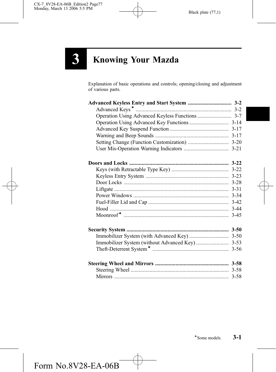 Knowing your mazda | Mazda 2007 CX-7 User Manual | Page 77 / 406